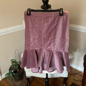 Feminine Nude Chiffon Ruffle Suede like Skirt